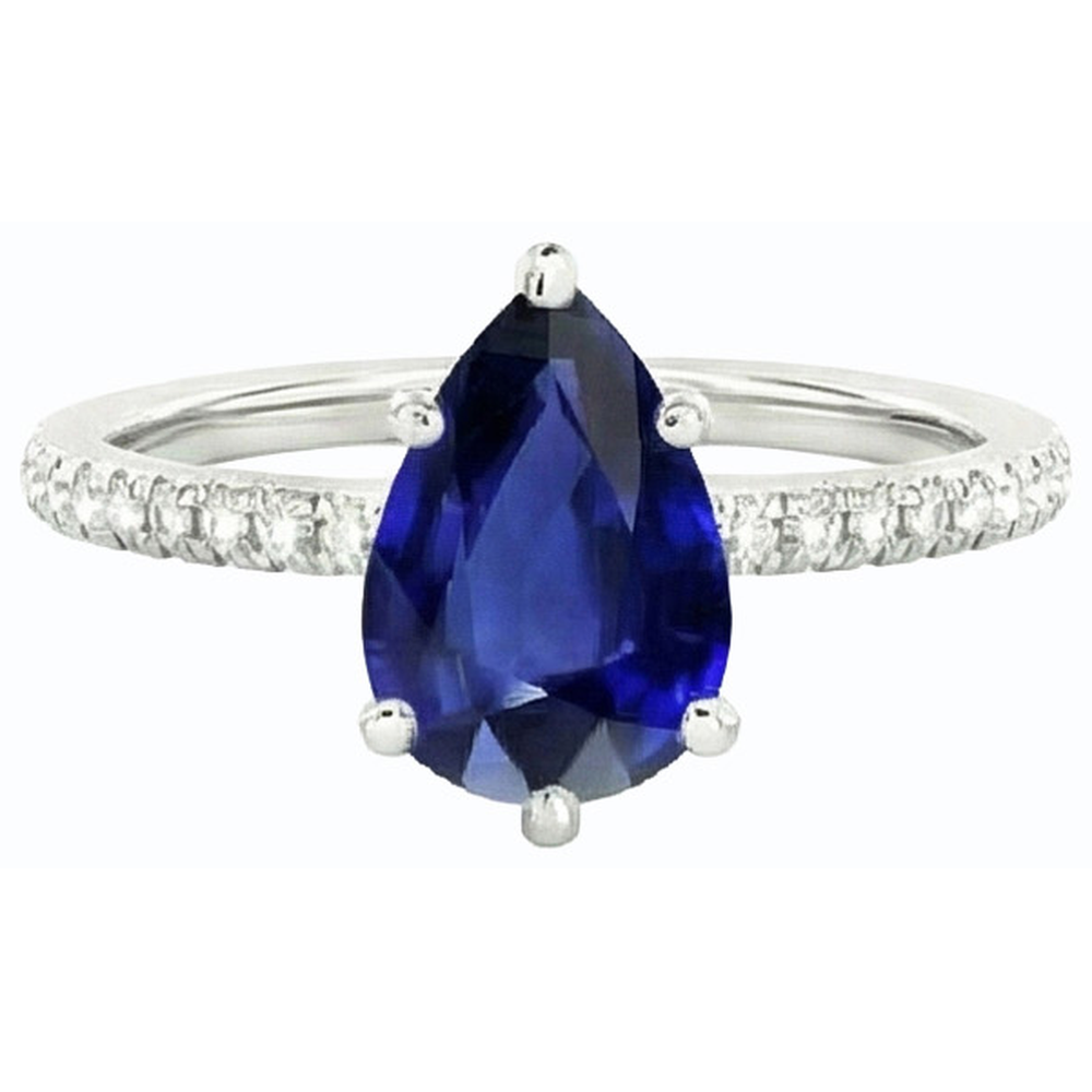 natural round sapphire 3.50ct ring profile view