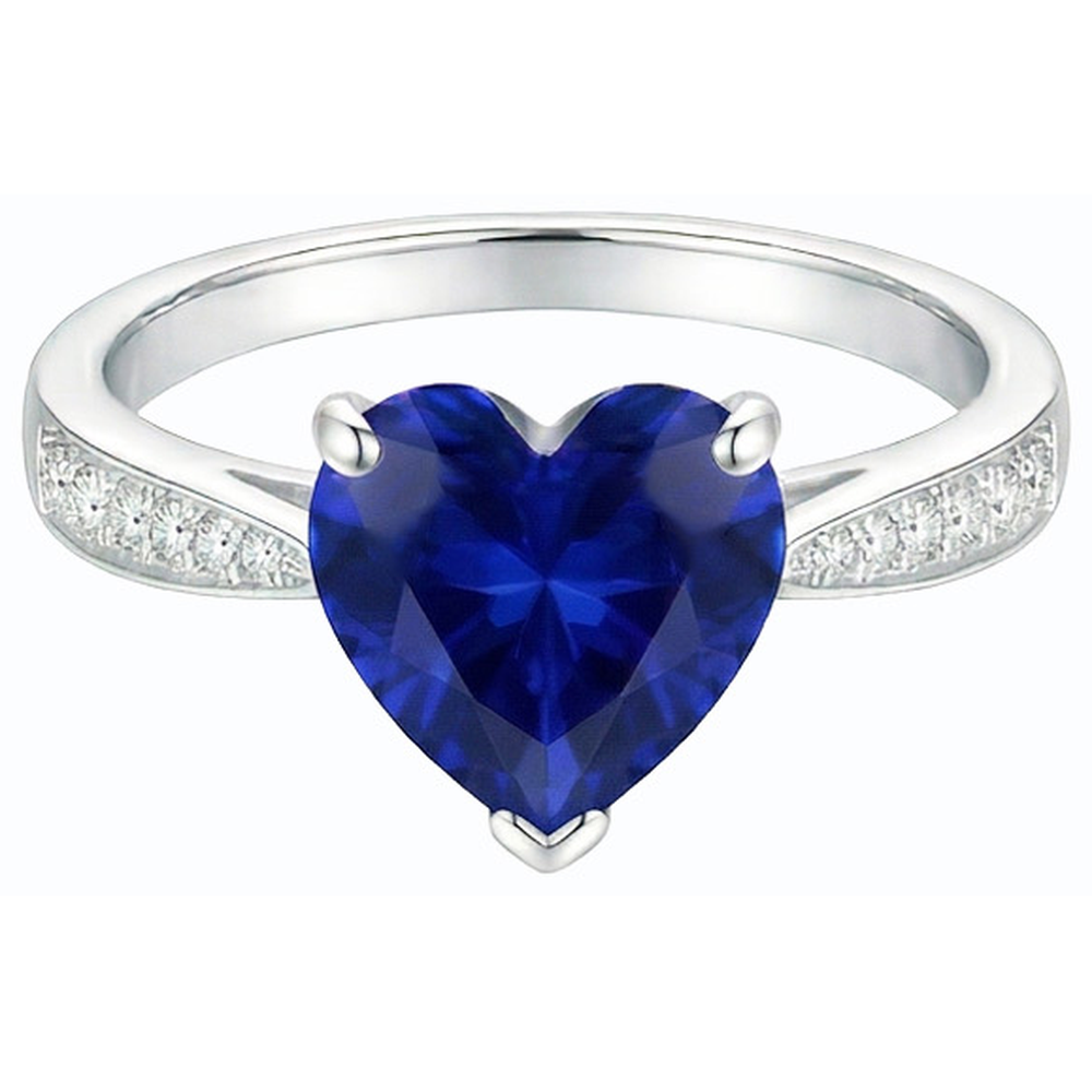 natural round sapphire 3.50ct ring top view