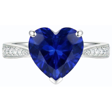 natural round sapphire 3.50ct ring profile view