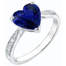 natural round sapphire 3.50ct ring on white background