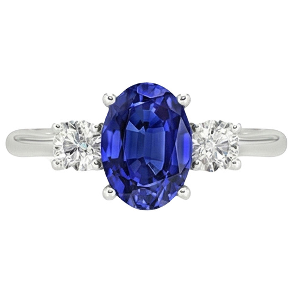 natural round sapphire 4.75ct ring side angle