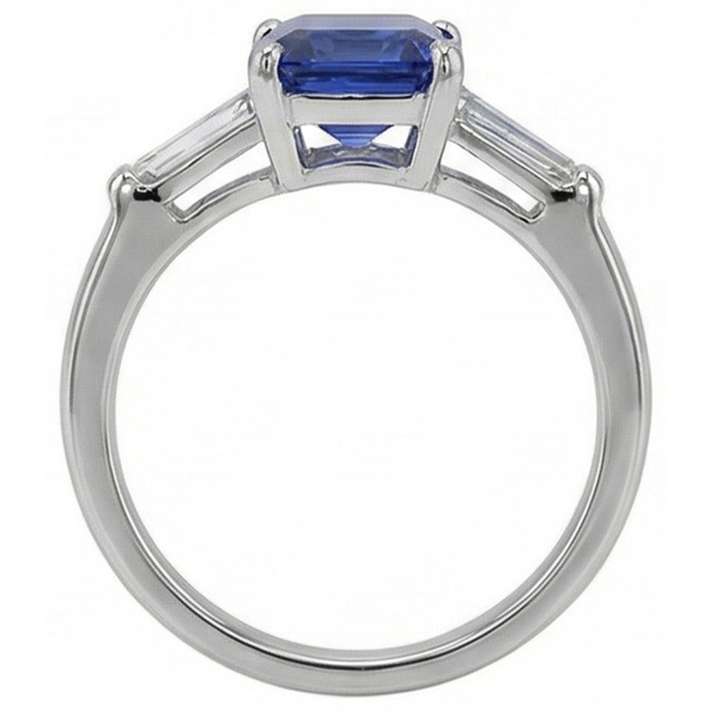 natural emerald sapphire 2ct ring profile view
