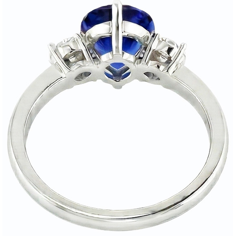 natural round sapphire 2.50ct ring profile view