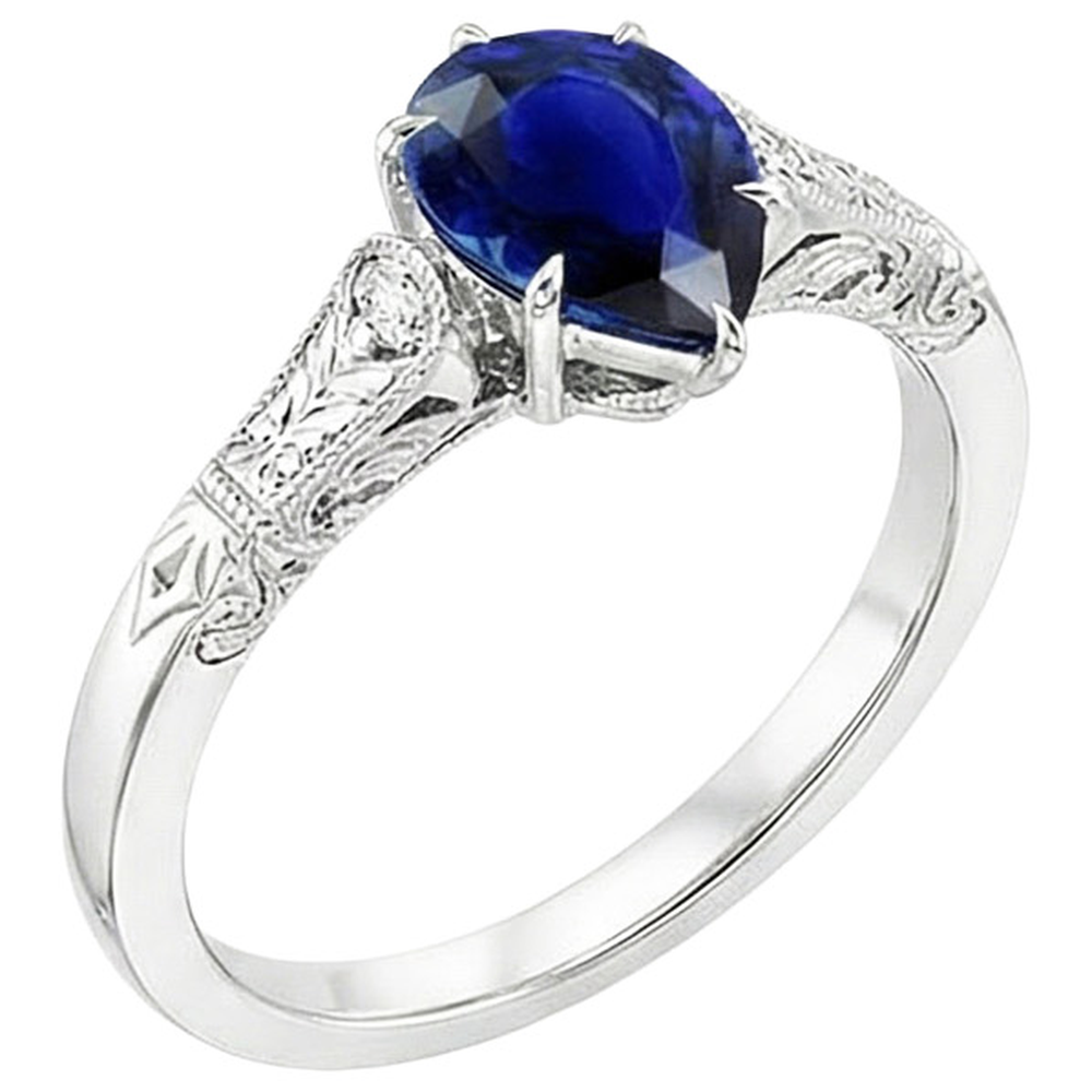 Natural Earth Mined Diamond Three Stones Ring Antique Style Pear Cut 3.25 Carats