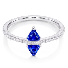 Natural Earth Mined Diamond Trillion Blue Sapphire Ring Accented Jewellery 1.50 Carats