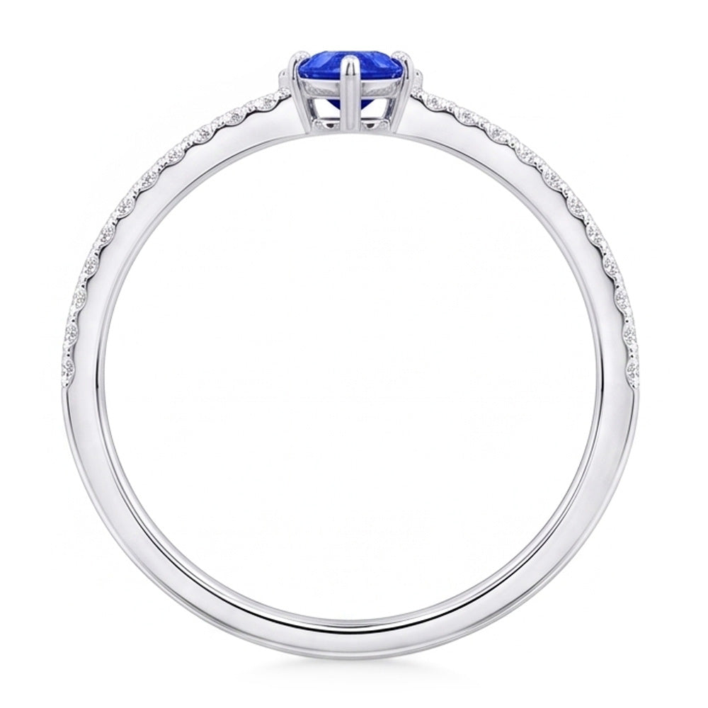 Natural Earth Mined Diamond Trillion Blue Sapphire Ring Accented Jewellery 1.50 Carats