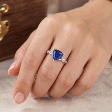 Natural Earth Mined Diamond Trillion V Prong Blue Sapphire Ring 2 Carats Twisted Style