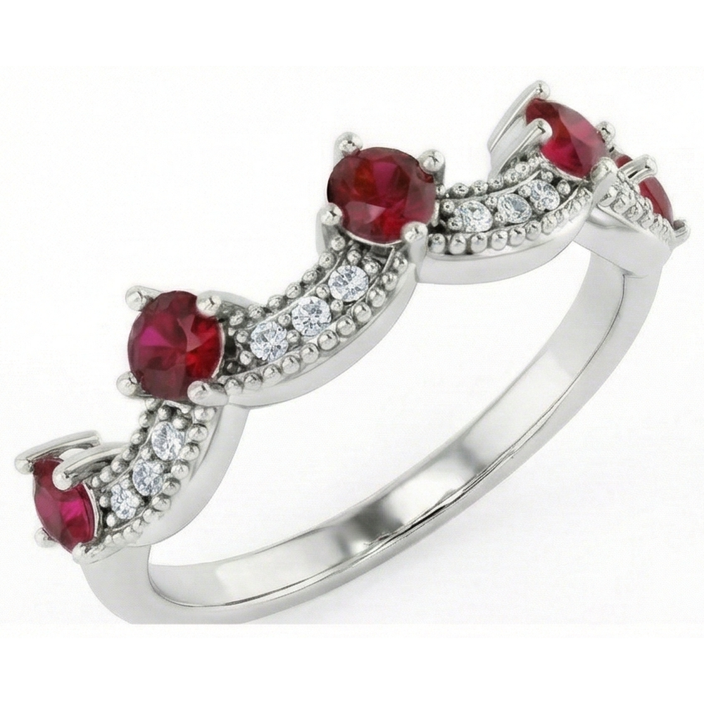 natural round ruby 1.74ct band front view