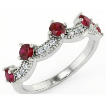 natural round ruby 1.74ct band front view