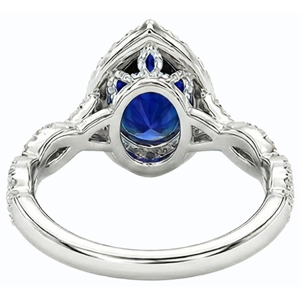 natural round sapphire 4ct ring front view