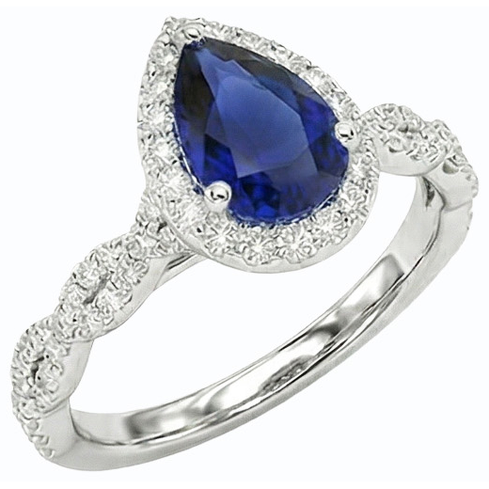 natural round sapphire 4ct ring close up detail