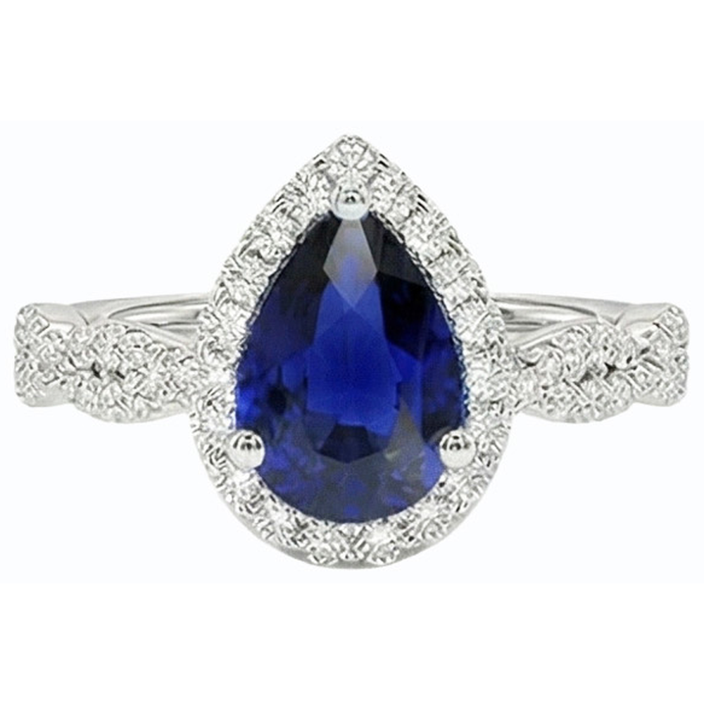 natural round sapphire 4ct ring top view