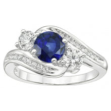 Natural Earth Mined Diamond Wedding Jewellery 2 Carat Round Ceylon Sapphire Ring