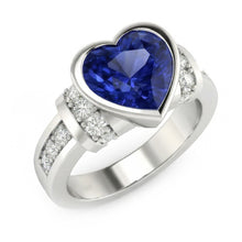 Natural Earth Mined Diamond Wedding Ring Bezel Set Light Blue Sapphire 4 Carats Gold 14K