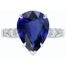 Natural Earth Mined Diamond Wedding Ring Pear Sri Lankan Sapphire Prong Set 5 Carats