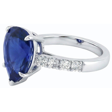 Natural Earth Mined Diamond Wedding Ring Pear Sri Lankan Sapphire Prong Set 5 Carats