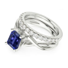 Natural Earth Mined Diamond Wedding Ring Set Emerald Sapphire 2.50 Carats Infinity Shank