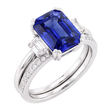 Natural Earth Mined Diamond Wedding Ring Set Emerald Sapphire Prong 3 Stone 4 Carats