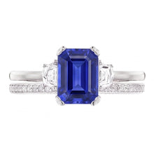 Natural Earth Mined Diamond Wedding Ring Set Emerald Sapphire Prong 3 Stone 4 Carats