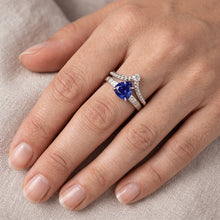 Natural Earth Mined Diamond Wedding Ring Set Trillion Blue Sapphire 2 Carats