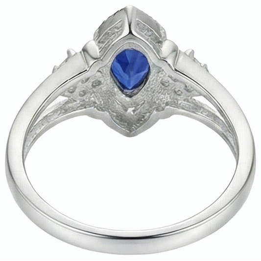 Natural Earth Mined Diamond & Gemstone Ring Pear Sri Lankan Sapphire 14K Gold 2.50 Carats