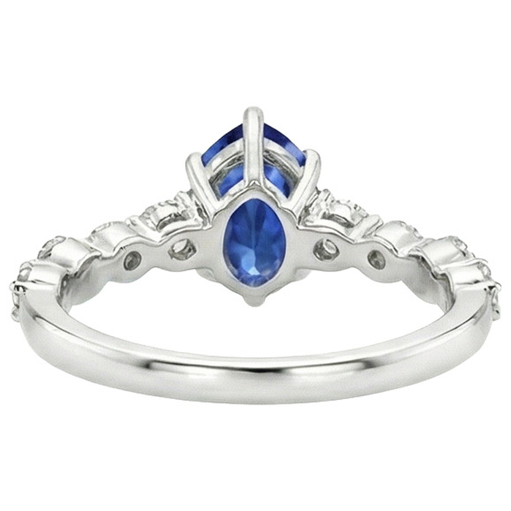 natural round sapphire 6.75ct ring on white background