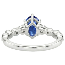 natural round sapphire 6.75ct ring on white background