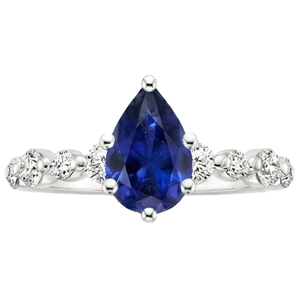 natural round sapphire 6.75ct ring close up detail