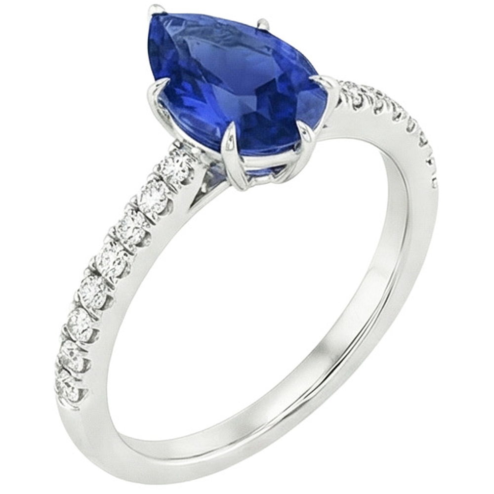 natural round sapphire 5.25ct ring top view