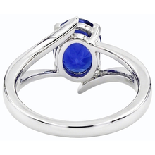 Natural Earth Mined Diamond and Sapphire Engagement Ring Oval Tension Style 2.50 Carats