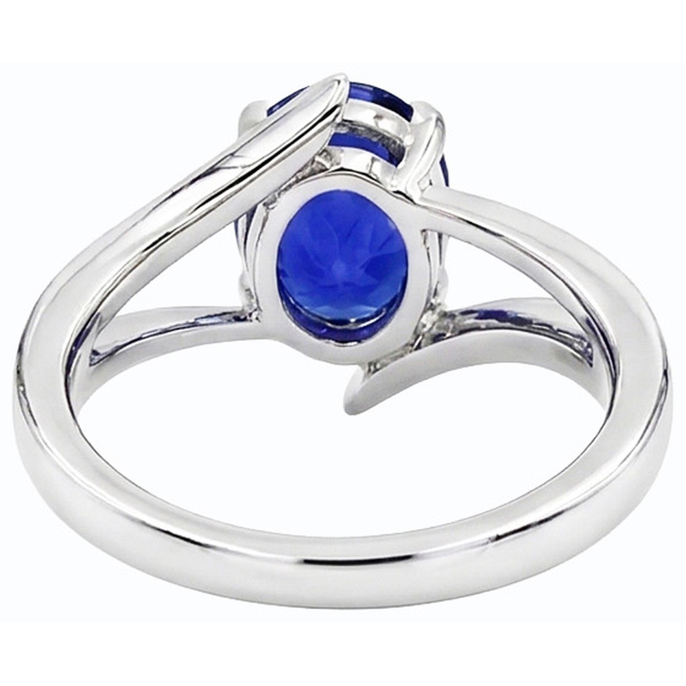 Natural Earth Mined Diamond and Sapphire Engagement Ring Oval Tension Style 2.50 Carats