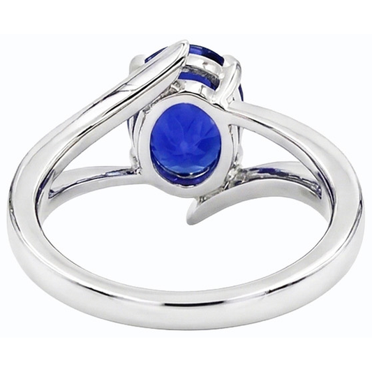 Natural Earth Mined Diamond and Sapphire Engagement Ring Oval Tension Style 2.50 Carats