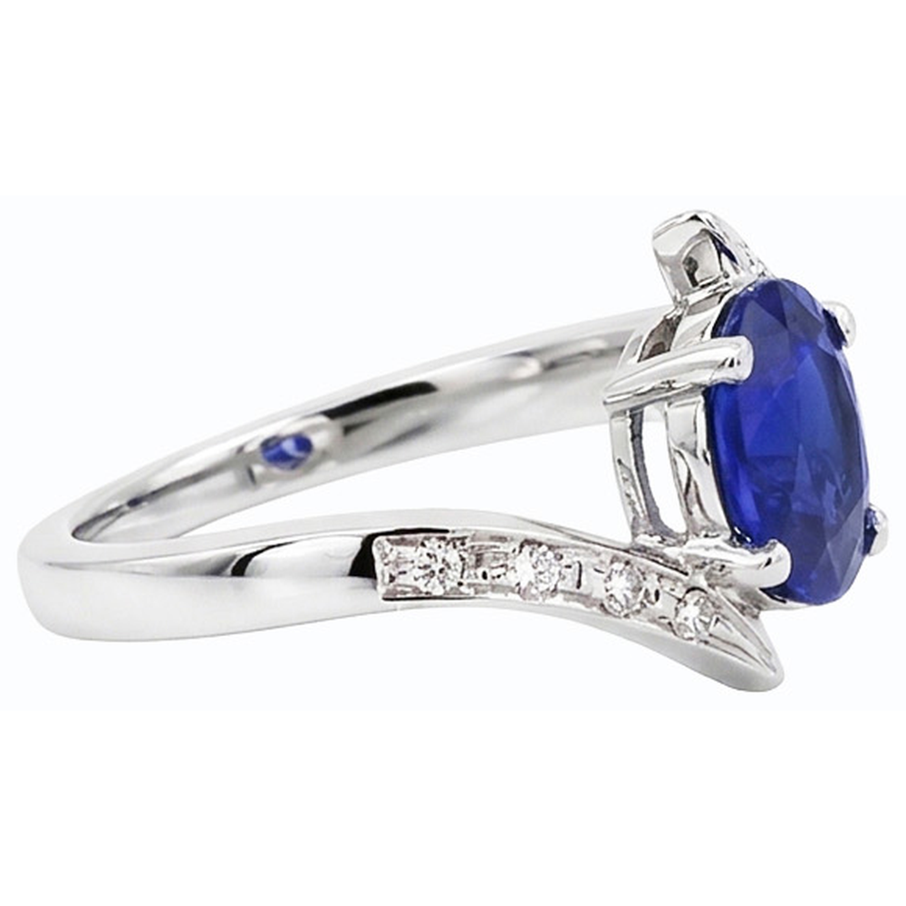 Natural Earth Mined Diamond and Sapphire Engagement Ring Oval Tension Style 2.50 Carats