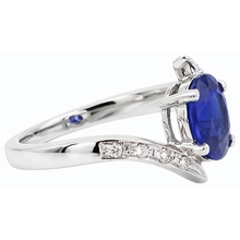 Natural Earth Mined Diamond and Sapphire Engagement Ring Oval Tension Style 2.50 Carats