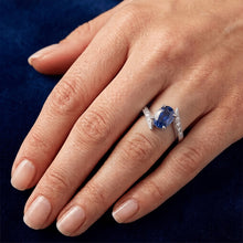 Natural Earth Mined Diamond and Sapphire Engagement Ring Oval Tension Style 2.50 Carats