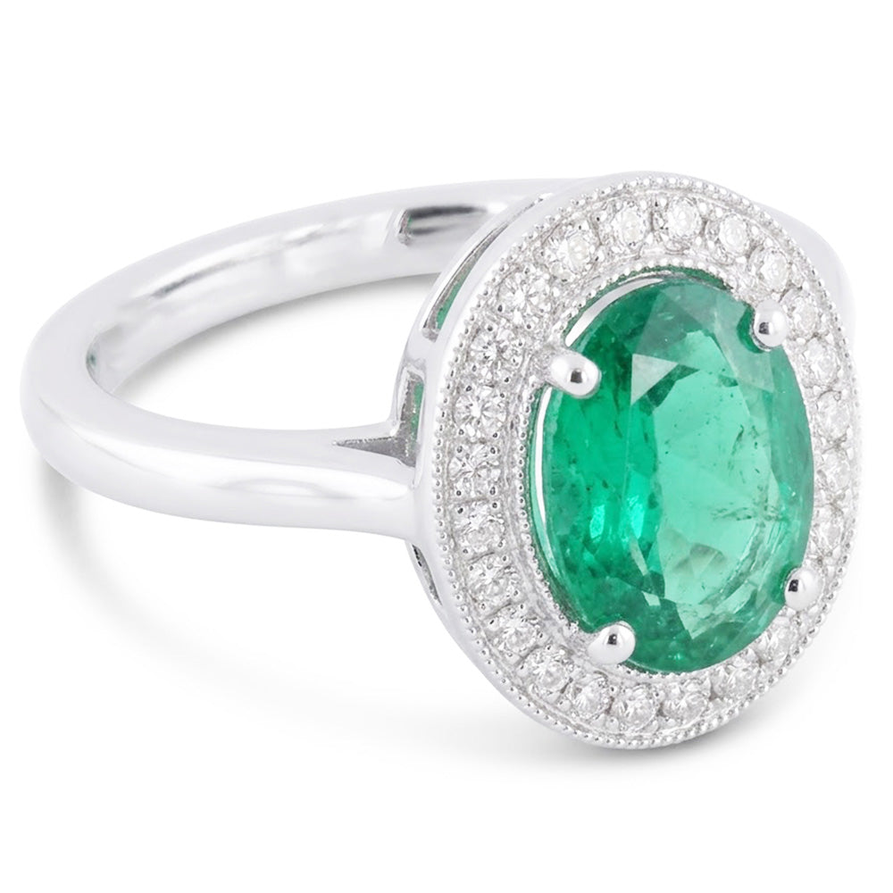 Natural Emerald Ring 3.25ct - White Gold 14K