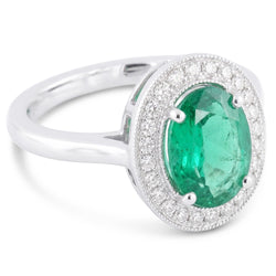 Natural Emerald Ring 3.25ct - White Gold 14K