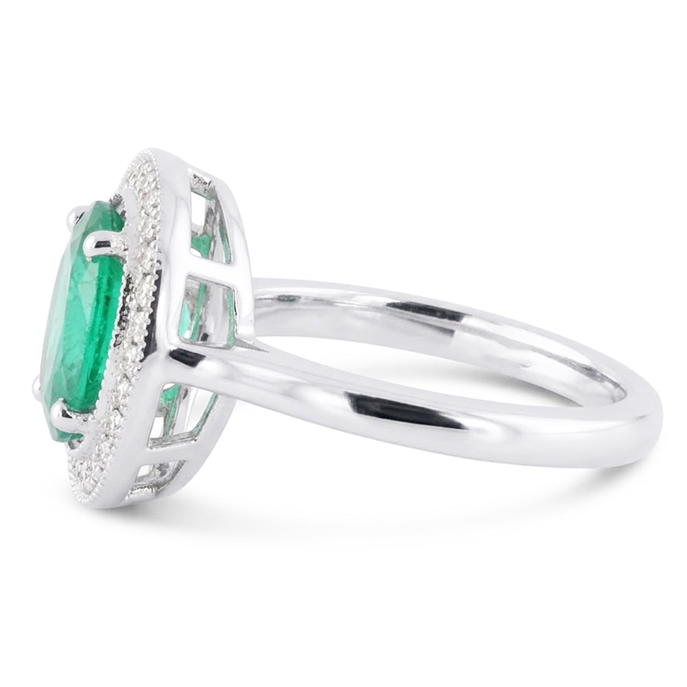Natural Emerald Ring 3.25ct - White Gold 14K