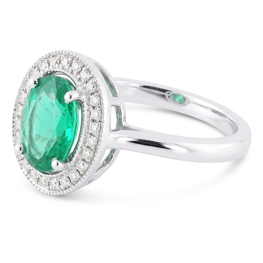 Natural Emerald Ring 3.25ct - White Gold 14K