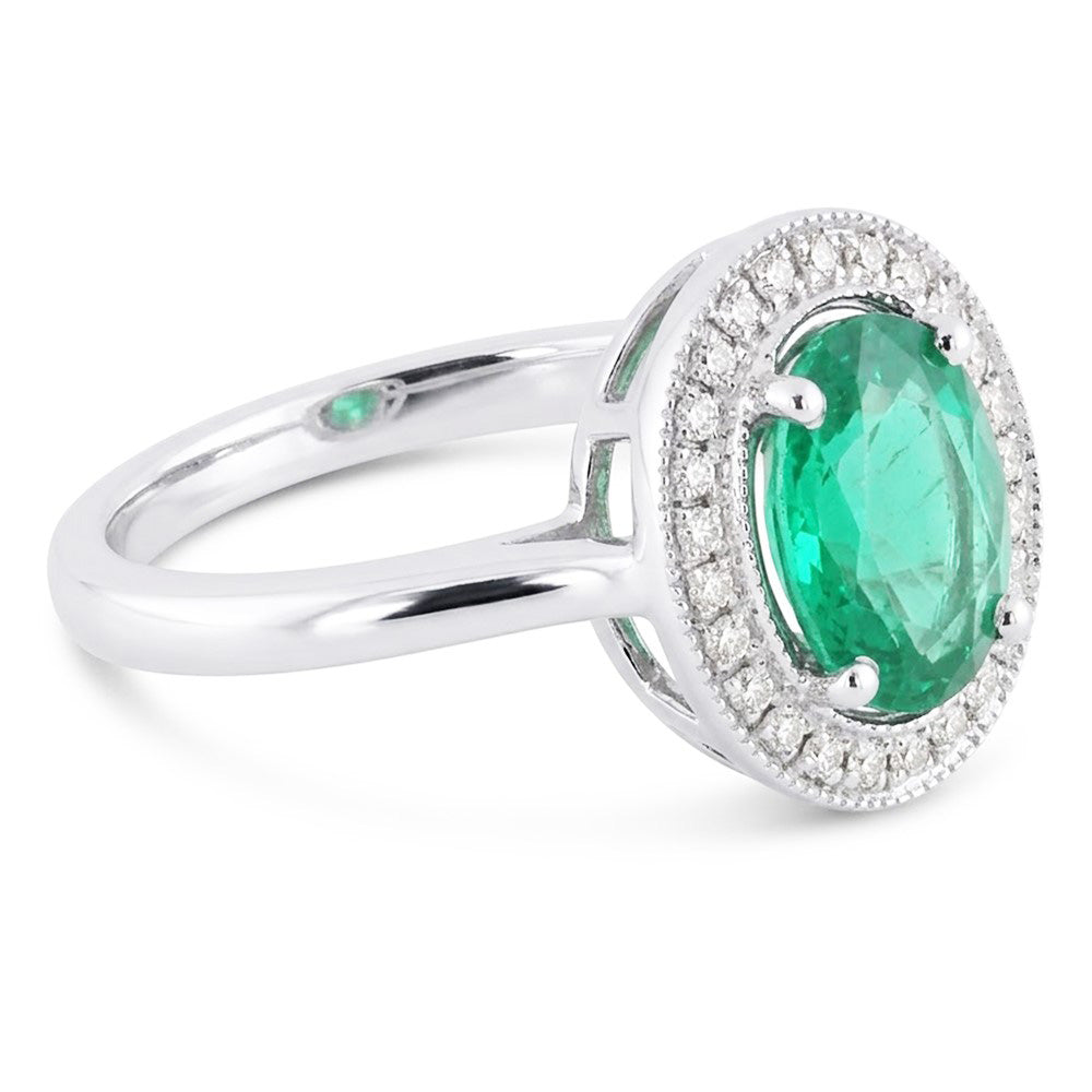 Natural Emerald Ring 3.25ct - White Gold 14K