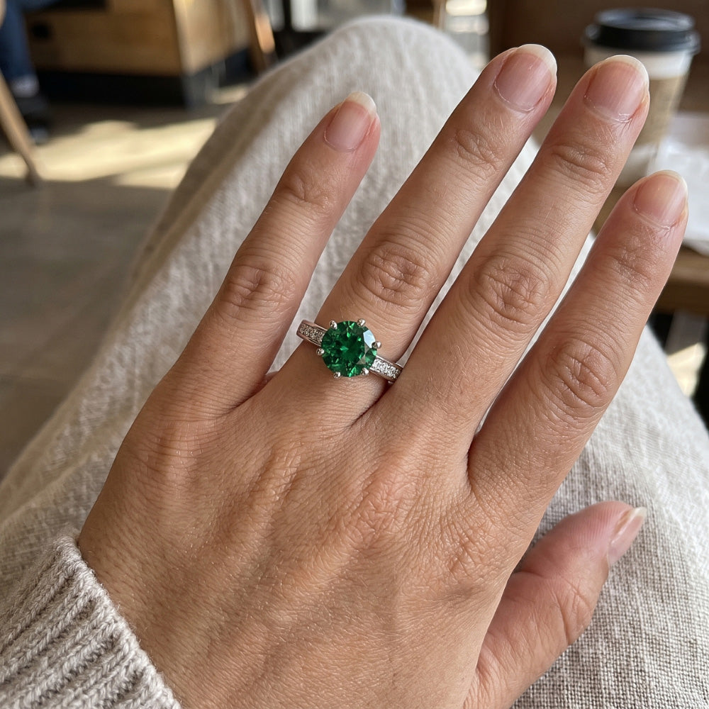 Natural Emerald Ring 3.40ct - White Gold 14K