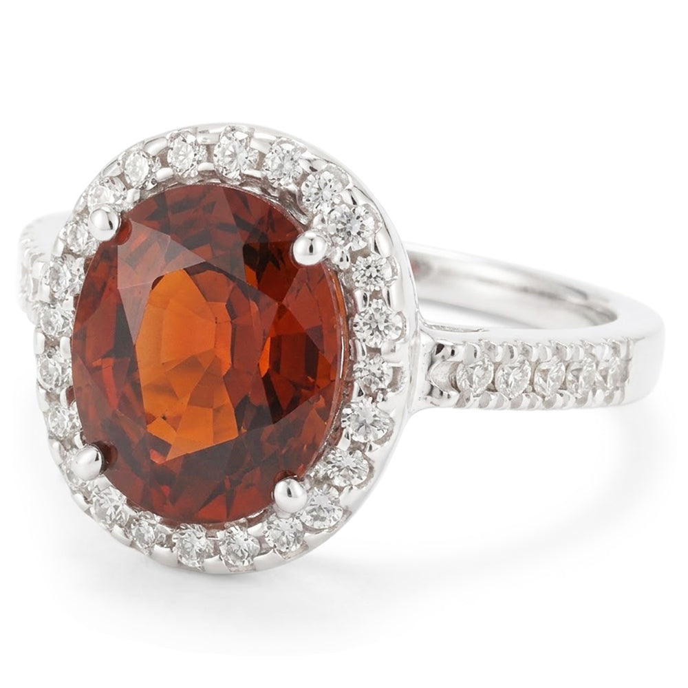 Natural Garnet Ring 11.40ct - White Gold 14K
