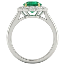Round Brilliant Emerald ring in 14K Two Tone Gold – top view