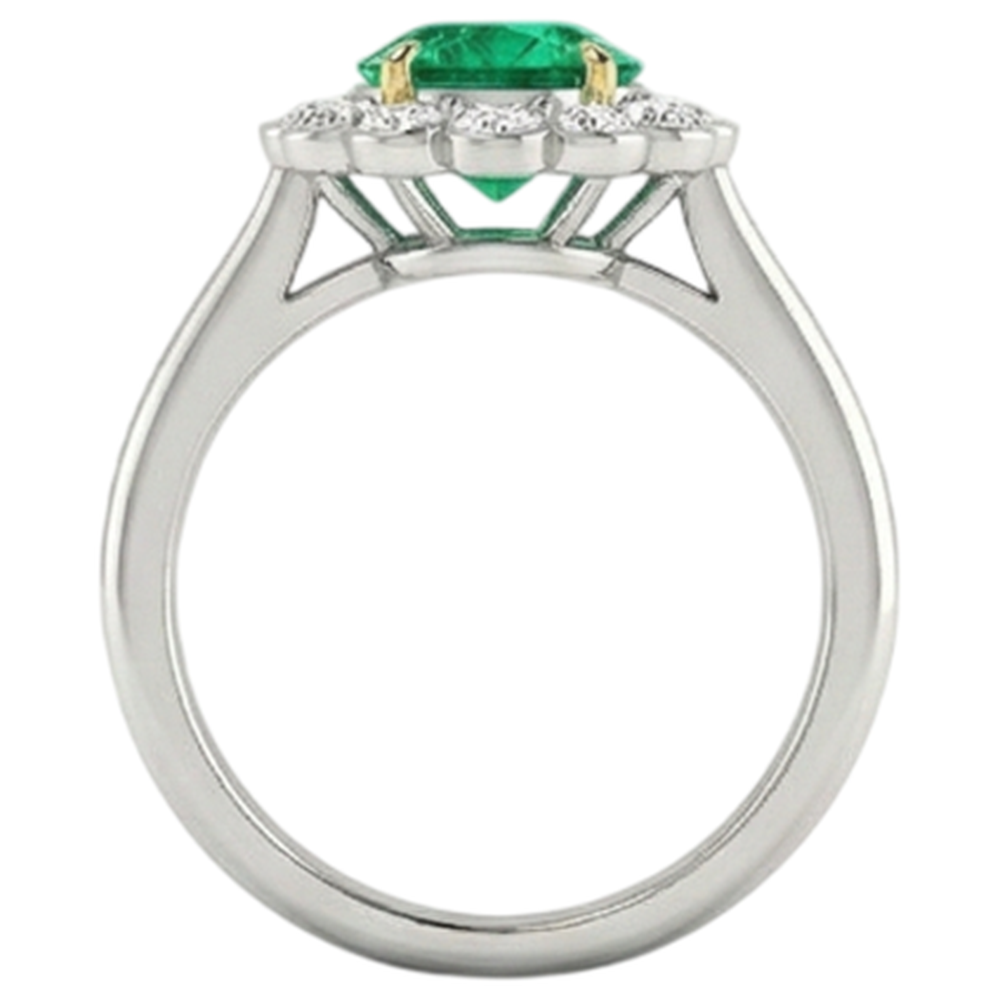 Round Brilliant Emerald ring in 14K Two Tone Gold – top view