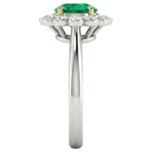 Emerald Round Brilliant Gemstone Ring in 14K Two Tone Gold – profile view