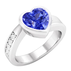 Natural Gemstone Ring Heart Bezel Set Ceylon Sapphire 2.25 Carats Jewellery
