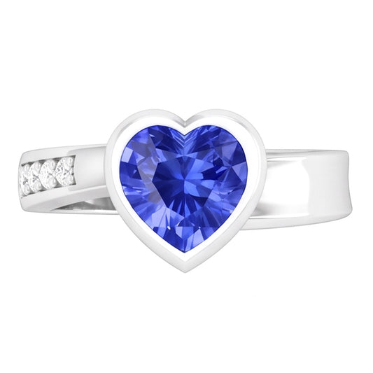 Natural Gemstone Ring Heart Bezel Set Ceylon Sapphire 2.25 Carats Jewellery
