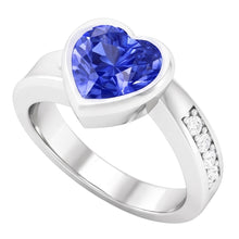 Natural Gemstone Ring Heart Bezel Set Ceylon Sapphire 2.25 Carats Jewellery