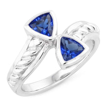 Natural Gemstone Ring Trillion Bezel Set Blue Sapphire 1 Carat Rope Style