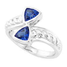 Natural Gemstone Ring Trillion Bezel Set Blue Sapphire 1 Carat Rope Style